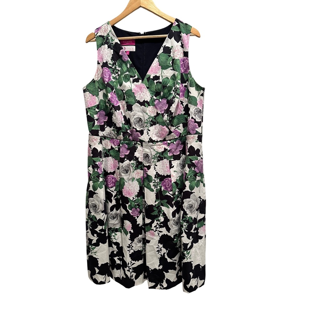 Talbots x Oprah Magazine Hydrangea Fit & Flare Sleeveless Midi Dress 14W Floral